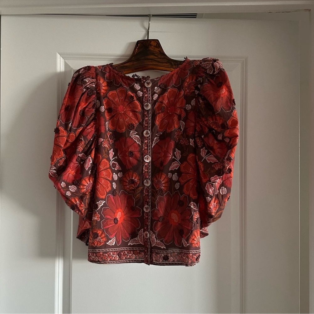 FARM Rio Red Floral Puff-Sleeve Blouse - Picture 8 of 8